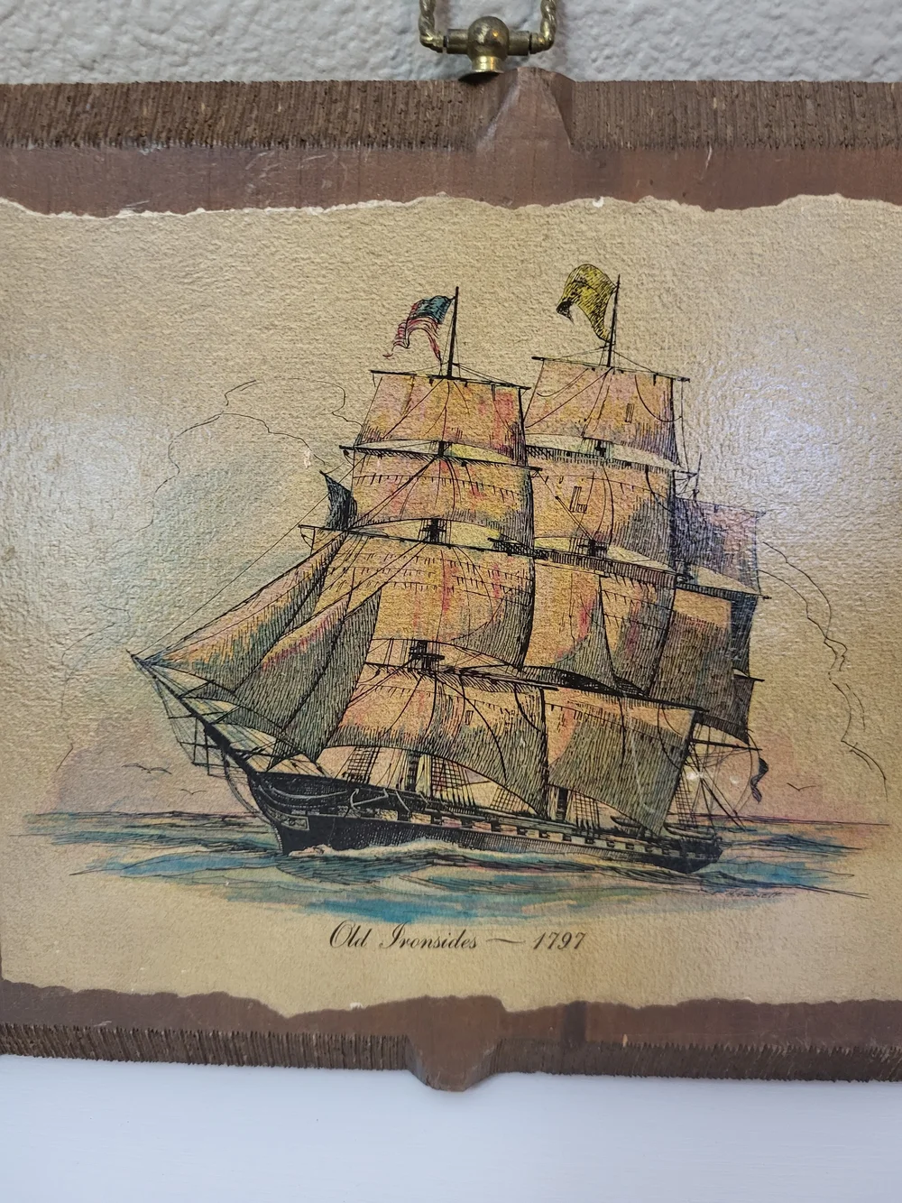 Vintage Nautical Ship Wooden Wall Plaques 9''x11'' Old Ironsides 1797